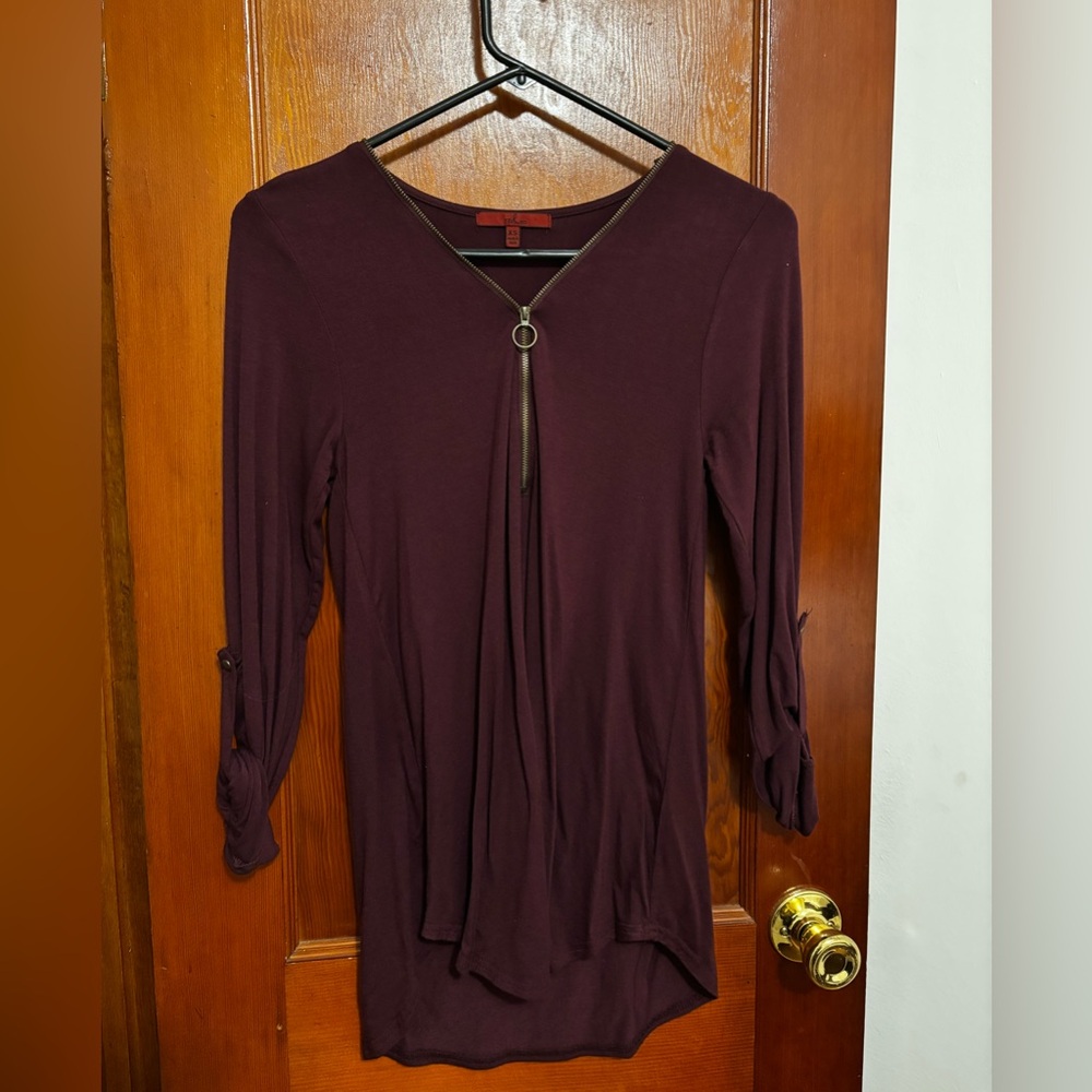 BKE Maroon/Bergundy Quarter Zip Shirt - XS